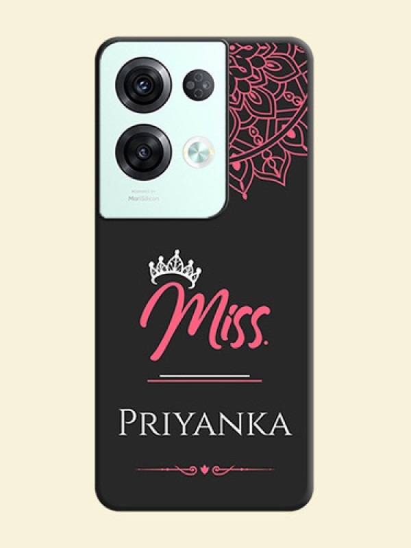Mrs Name with Floral Design on Space Black Personalized Soft Matte Phone Covers - Oppo Reno 8 Pro 5G