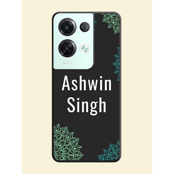Your Name with Floral Design on Space Black Custom Soft Matte Back Cover - Oppo Reno 8 Pro 5G Your Name with Floral Design on Space Black Custom Soft Matte Back Cover - Oppo Reno 8 Pro 5G