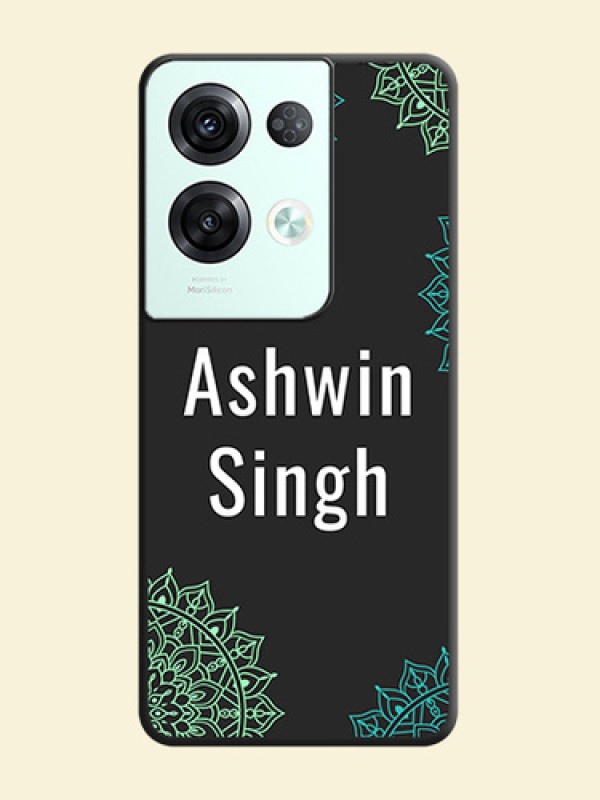 Your Name with Floral Design on Space Black Custom Soft Matte Back Cover - Oppo Reno 8 Pro 5G