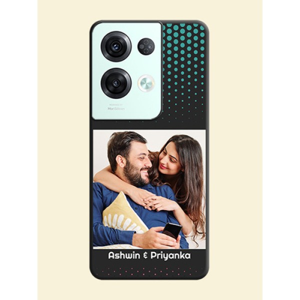 Faded Dots with Grunge Photo Frame and Text on Space Black Custom Soft Matte Phone Cases - Oppo Reno 8 Pro 5G Faded Dots with Grunge Photo Frame and Text on Space Black Custom Soft Matte Phone Cases - Oppo Reno 8 Pro 5G