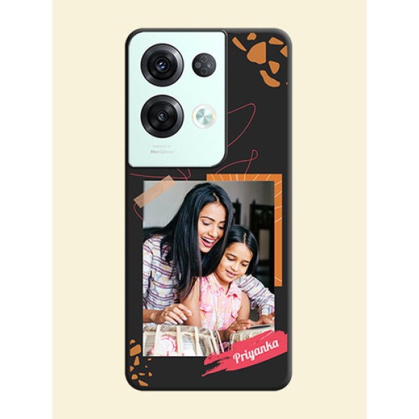 Orange Photo Frame on Space Black Custom Soft Matte Phone Back Cover - Oppo Reno 8 Pro 5G Orange Photo Frame on Space Black Custom Soft Matte Phone Back Cover - Oppo Reno 8 Pro 5G
