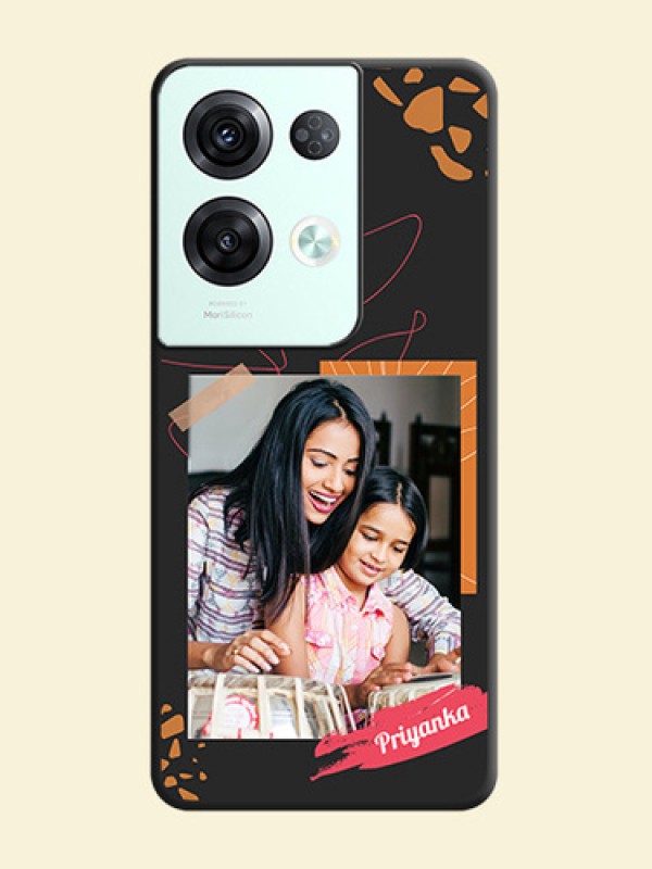 Orange Photo Frame on Space Black Custom Soft Matte Phone Back Cover - Oppo Reno 8 Pro 5G
