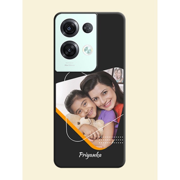 Yellow Triangle on Photo on Space Black Soft Matte Phone Cover - Oppo Reno 8 Pro 5G Yellow Triangle on Photo on Space Black Soft Matte Phone Cover - Oppo Reno 8 Pro 5G