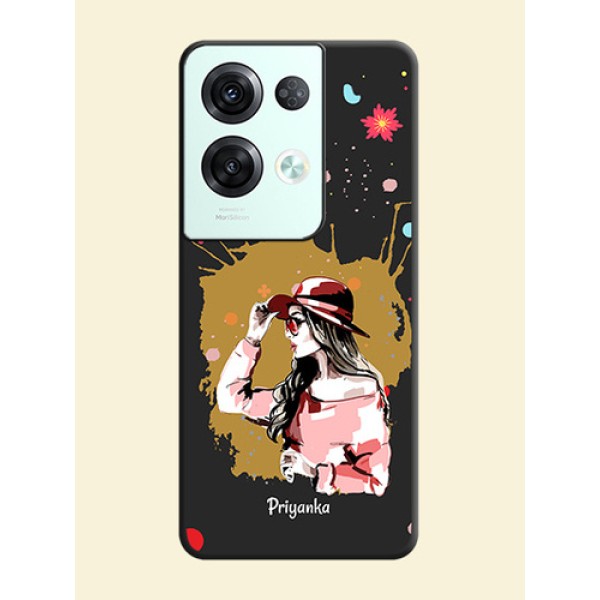 Mordern Lady With Color Splash Background With Custom Text On Space Black Personalized Soft Matte Phone Covers -Oppo Reno 8 Pro 5G