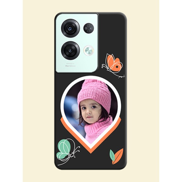 Upload Pic With Simple Butterly Design On Space Black Personalized Soft Matte Phone Covers -Oppo Reno 8 Pro 5G Upload Pic With Simple Butterly Design On Space Black Personalized Soft Matte Phone Covers -Oppo Reno 8 Pro 5G