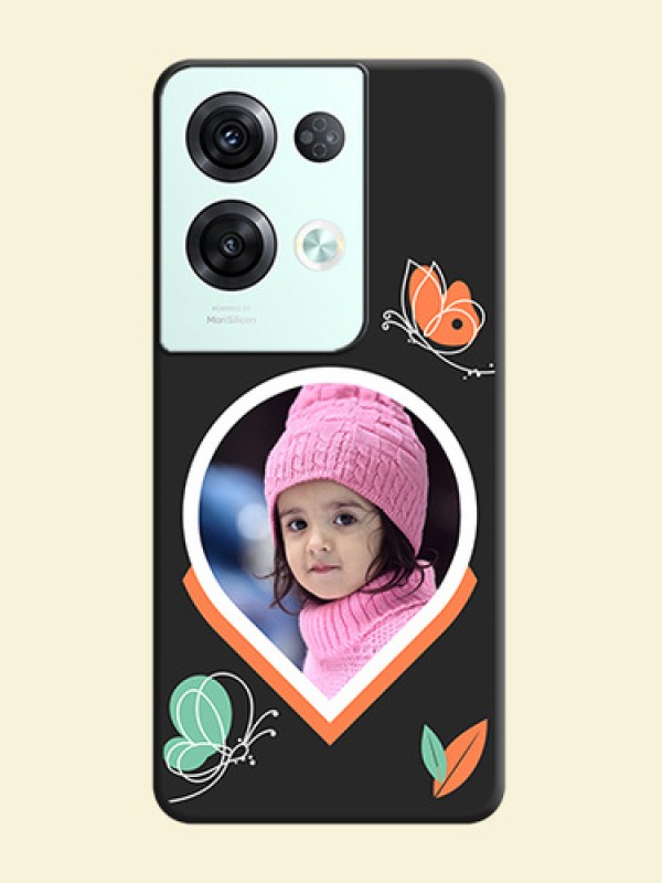 Upload Pic With Simple Butterly Design On Space Black Personalized Soft Matte Phone Covers -Oppo Reno 8 Pro 5G