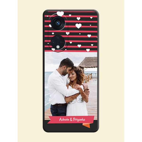 White Color Love Symbols with Pink Lines Pattern on Space Black Custom Soft Matte Phone Cases - Oppo Reno 8T 5G White Color Love Symbols with Pink Lines Pattern on Space Black Custom Soft Matte Phone Cases - Oppo Reno 8T 5G