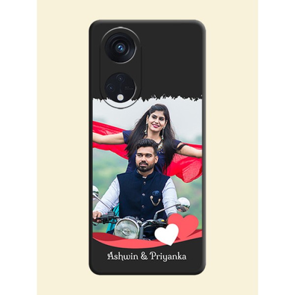 Pin Color Love Shaped Ribbon Design with Text on Space Black Custom Soft Matte Phone Back Cover - Oppo Reno 8T 5G Pin Color Love Shaped Ribbon Design with Text on Space Black Custom Soft Matte Phone Back Cover - Oppo Reno 8T 5G