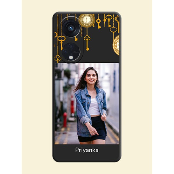 Decorative Design with Text on Space Black Custom Soft Matte Back Cover - Oppo Reno 8T 5G Decorative Design with Text on Space Black Custom Soft Matte Back Cover - Oppo Reno 8T 5G