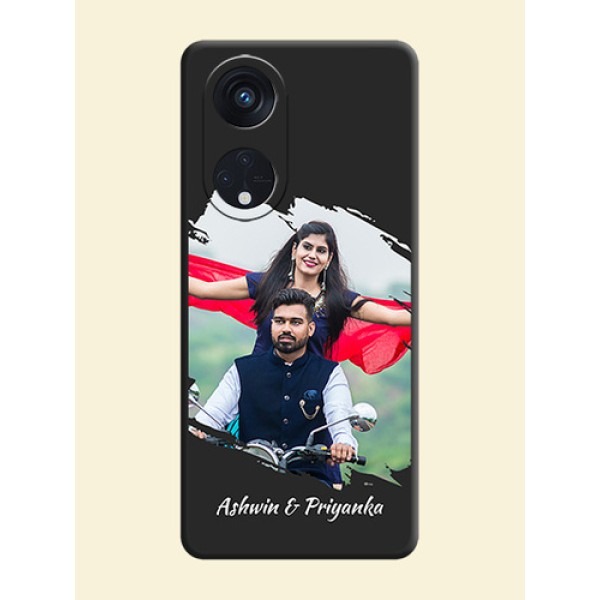 Grunge Brush Strokes on Photo on Space Black Soft Matte Back Cover - Oppo Reno 8T 5G