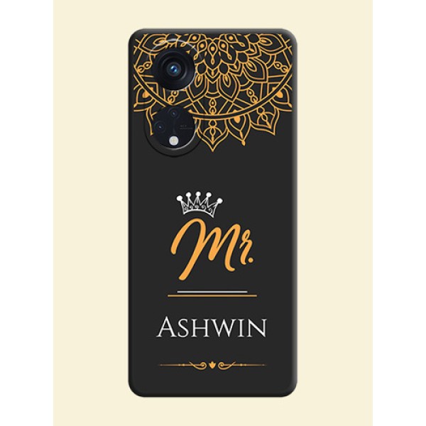 Mr Name with Floral Design on Personalised Space Black Soft Matte Cases - Oppo Reno 8T 5G Mr Name with Floral Design on Personalised Space Black Soft Matte Cases - Oppo Reno 8T 5G