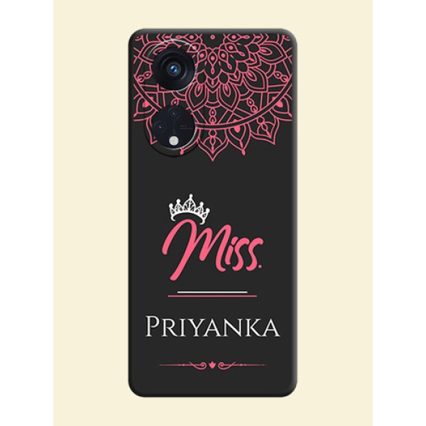 Mrs Name with Floral Design on Space Black Personalized Soft Matte Phone Covers - Oppo Reno 8T 5G Mrs Name with Floral Design on Space Black Personalized Soft Matte Phone Covers - Oppo Reno 8T 5G