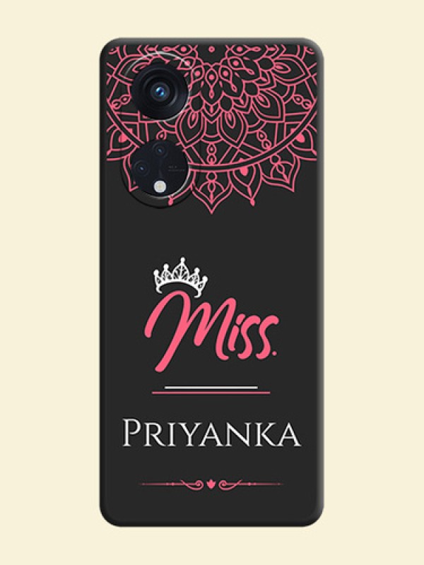 Mrs Name with Floral Design on Space Black Personalized Soft Matte Phone Covers - Oppo Reno 8T 5G