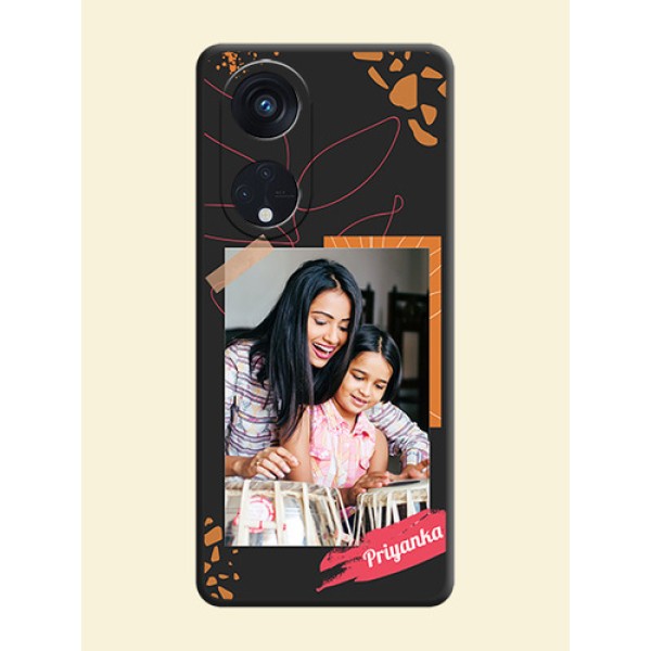 Orange Photo Frame on Space Black Custom Soft Matte Phone Back Cover - Oppo Reno 8T 5G Orange Photo Frame on Space Black Custom Soft Matte Phone Back Cover - Oppo Reno 8T 5G