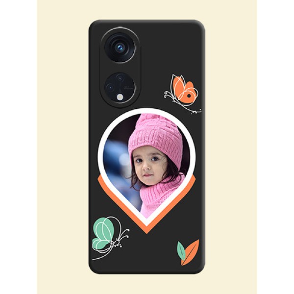 Upload Pic With Simple Butterly Design On Space Black Personalized Soft Matte Phone Covers -Oppo Reno 8T 5G Upload Pic With Simple Butterly Design On Space Black Personalized Soft Matte Phone Covers -Oppo Reno 8T 5G