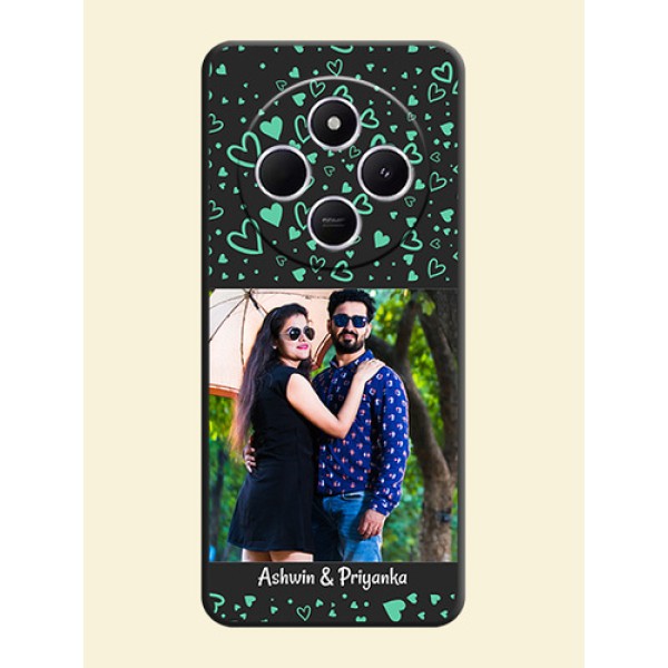 Sea Green Indefinite Love Pattern on Photo On Space Black Custom Soft Matte Mobile Back Cover - Poco C75 5G Sea Green Indefinite Love Pattern on Photo On Space Black Custom Soft Matte Mobile Back Cover - Poco C75 5G