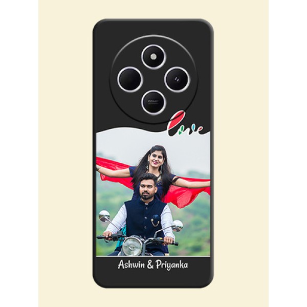 Fall in Love Pattern with Picture on Photo On Space Black Custom Soft Matte Mobile Back Cover - Poco C75 5G Fall in Love Pattern with Picture on Photo On Space Black Custom Soft Matte Mobile Back Cover - Poco C75 5G