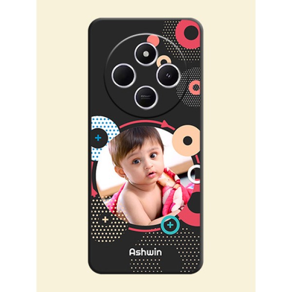 Multicoloured Round Image On Space Black Custom Soft Matte Mobile Back Cover - Poco C75 5G Multicoloured Round Image On Space Black Custom Soft Matte Mobile Back Cover - Poco C75 5G