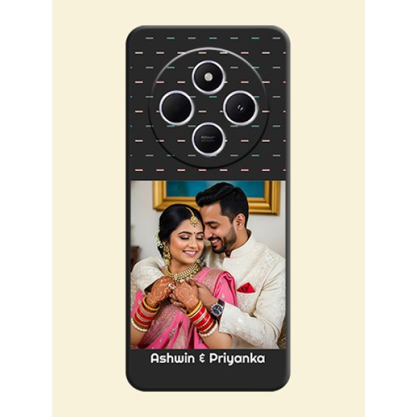 Line Pattern Design with Text On Space Black Custom Soft Matte Mobile Back Cover - Poco C75 5G