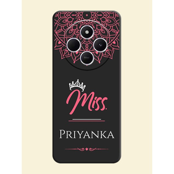 Mrs Name with Floral Design On Space Black Custom Soft Matte Mobile Back Cover - Poco C75 5G Mrs Name with Floral Design On Space Black Custom Soft Matte Mobile Back Cover - Poco C75 5G