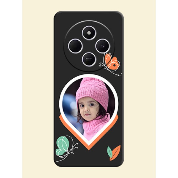 Upload Pic With Simple Butterly Design On Space Black Custom Soft Matte Mobile Back Cover - Poco C75 5G Upload Pic With Simple Butterly Design On Space Black Custom Soft Matte Mobile Back Cover - Poco C75 5G