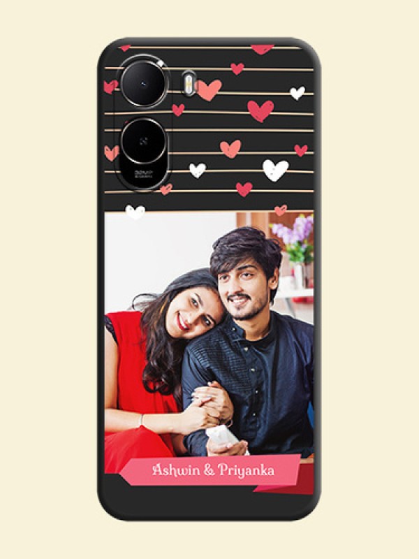 Love Pattern with Name on Pink Ribbon on Photo On Space Black Custom Soft Matte Mobile Back Cover - Poco C81