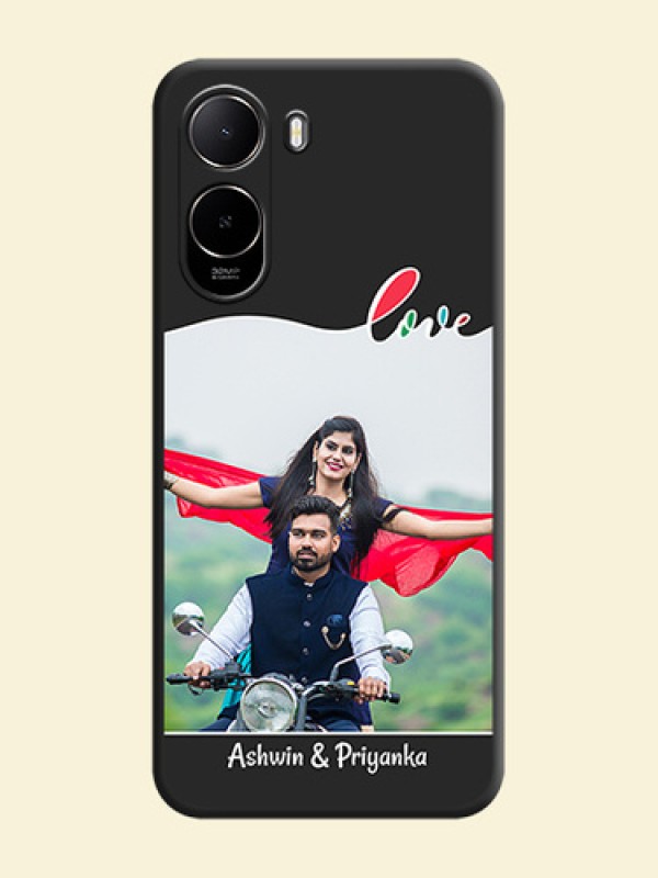Fall in Love Pattern with Picture on Photo On Space Black Custom Soft Matte Mobile Back Cover - Poco C81