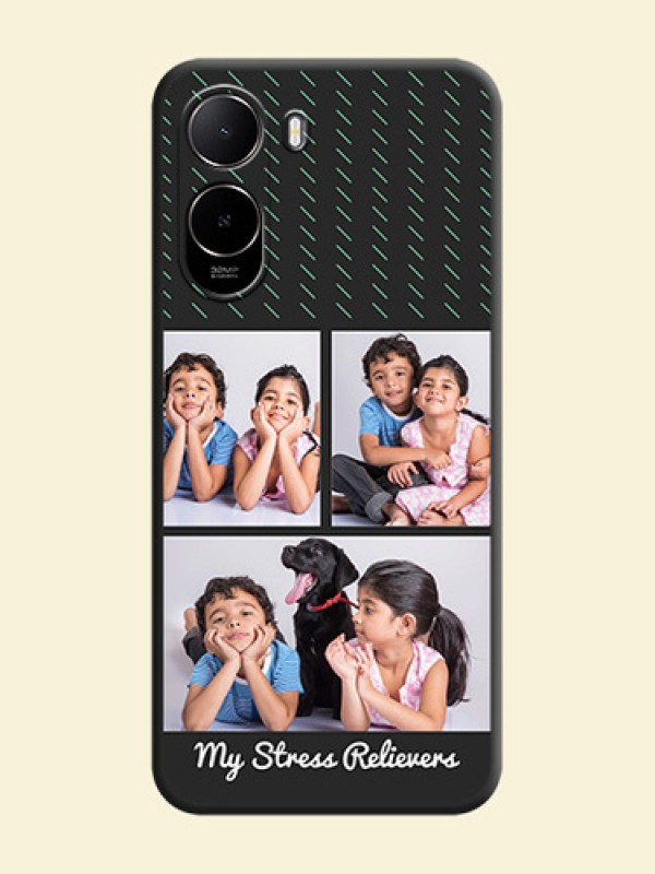 Cross Dotted Pattern with 2 Image Holder On Space Black Custom Soft Matte Mobile Back Cover - Poco C81