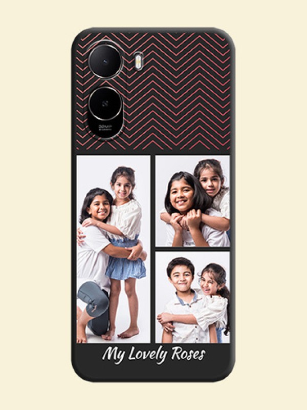Wave Pattern with 3 Image Holder On Space Black Custom Soft Matte Mobile Back Cover - Poco C81