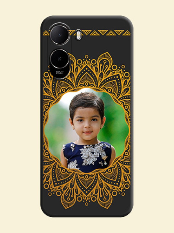 Round Image with Floral Design On Space Black Custom Soft Matte Mobile Back Cover - Poco C81