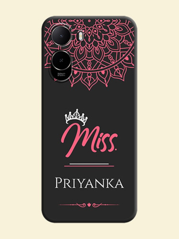 Mrs Name with Floral Design On Space Black Custom Soft Matte Mobile Back Cover - Poco C81