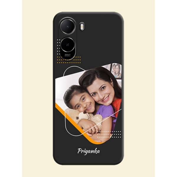 Yellow Triangle on Photo On Space Black Custom Soft Matte Mobile Back Cover - Poco C81