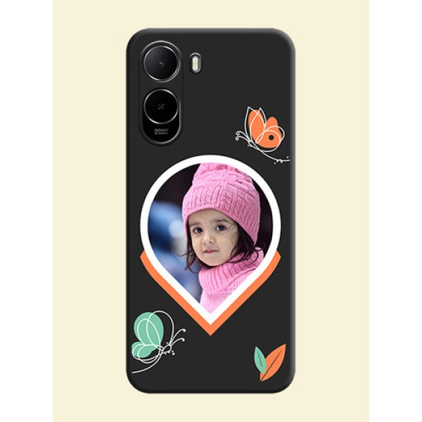 Upload Pic With Simple Butterly Design On Space Black Custom Soft Matte Mobile Back Cover - Poco C81 Upload Pic With Simple Butterly Design On Space Black Custom Soft Matte Mobile Back Cover - Poco C81