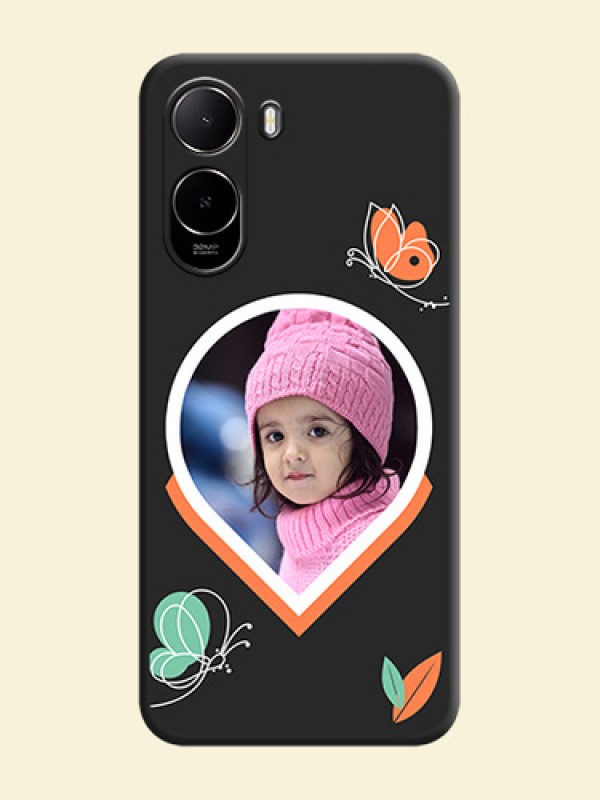 Upload Pic With Simple Butterly Design On Space Black Custom Soft Matte Mobile Back Cover - Poco C81