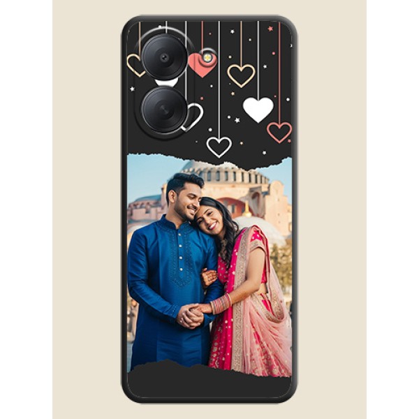 Love Hangings with Splash Wave Picture On Space Black Custom Soft Matte Mobile Back Cover - Poco C81x Love Hangings with Splash Wave Picture On Space Black Custom Soft Matte Mobile Back Cover - Poco C81x