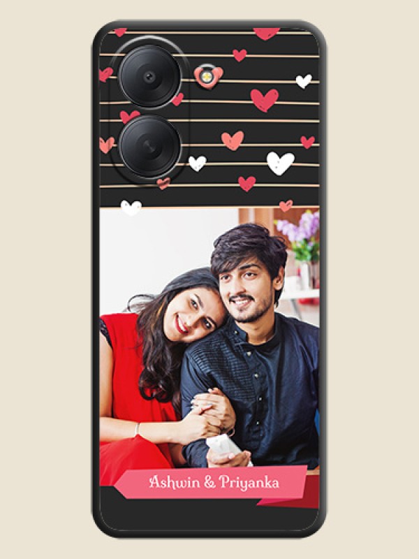 Love Pattern with Name on Pink Ribbon on Photo On Space Black Custom Soft Matte Mobile Back Cover - Poco C81x