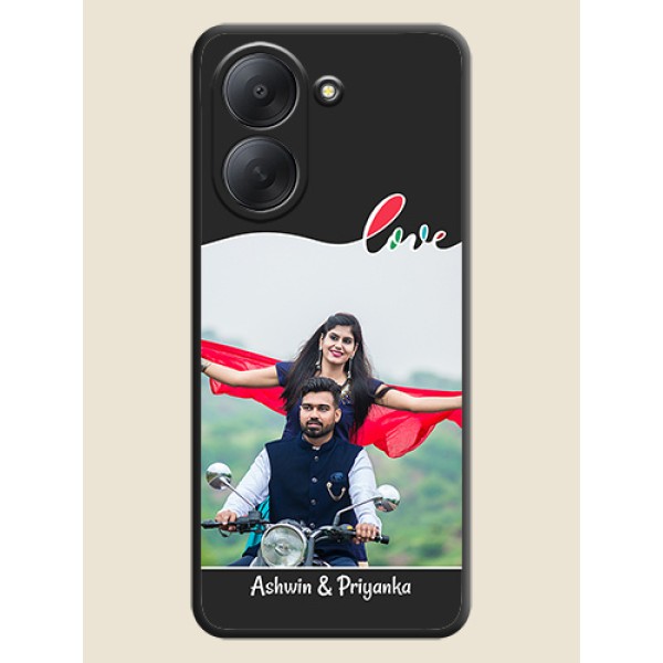 Fall in Love Pattern with Picture on Photo On Space Black Custom Soft Matte Mobile Back Cover - Poco C81x Fall in Love Pattern with Picture on Photo On Space Black Custom Soft Matte Mobile Back Cover - Poco C81x