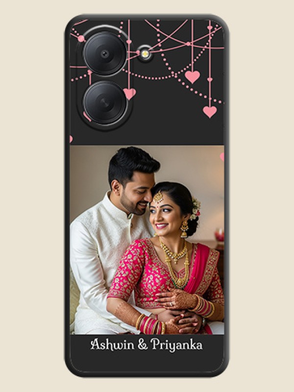 Pink Love Hangings with Text On Space Black Custom Soft Matte Mobile Back Cover - Poco C81x
