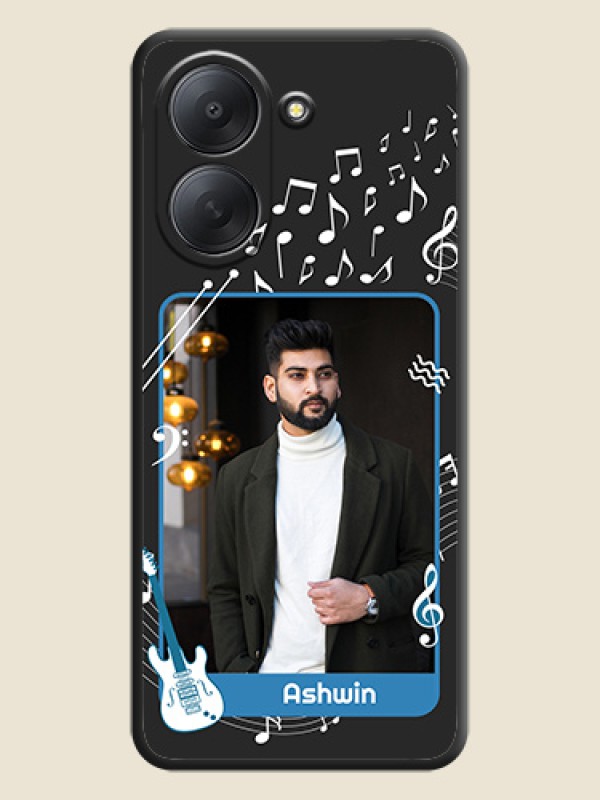 Musical Theme Design with Text on Photo On Space Black Custom Soft Matte Mobile Back Cover - Poco C81x