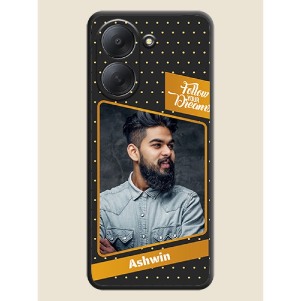 Follow Your Dreams with White Dots On Space Black Custom Soft Matte Mobile Back Cover - Poco C81x Follow Your Dreams with White Dots On Space Black Custom Soft Matte Mobile Back Cover - Poco C81x