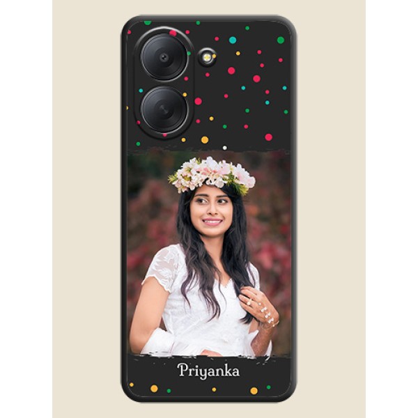 Multicolor Dotted Pattern with Text On Space Black Custom Soft Matte Mobile Back Cover - Poco C81x