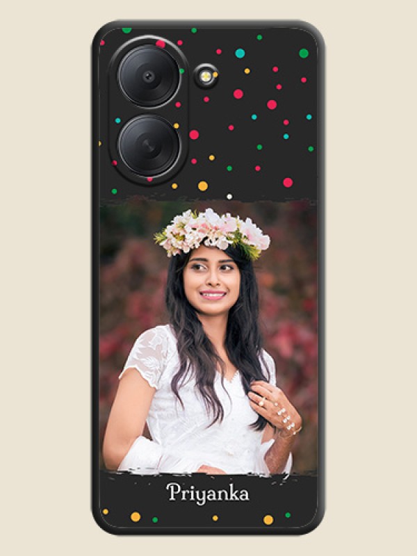 Multicolor Dotted Pattern with Text On Space Black Custom Soft Matte Mobile Back Cover - Poco C81x