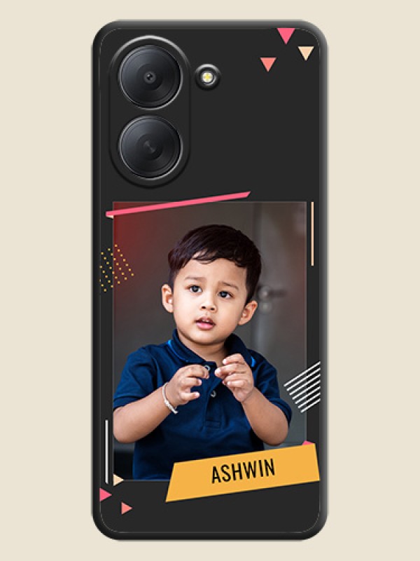 Photo Frame with Triangle Small Dots on Photo On Space Black Custom Soft Matte Mobile Back Cover - Poco C81x