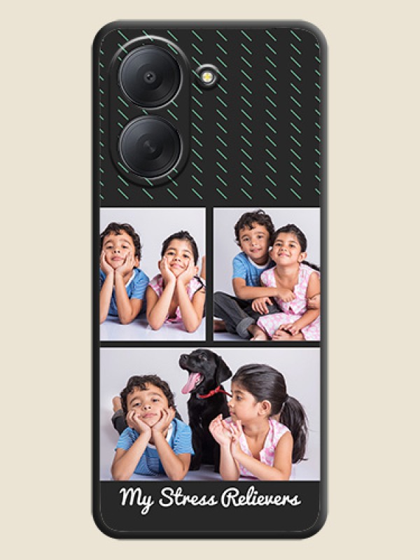 Cross Dotted Pattern with 2 Image Holder On Space Black Custom Soft Matte Mobile Back Cover - Poco C81x