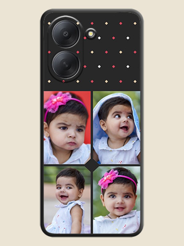Multicolor Dotted Pattern with 4 Image Holder On Space Black Custom Soft Matte Mobile Back Cover - Poco C81x