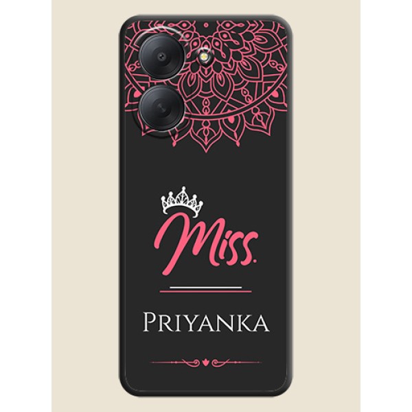Mrs Name with Floral Design On Space Black Custom Soft Matte Mobile Back Cover - Poco C81x Mrs Name with Floral Design On Space Black Custom Soft Matte Mobile Back Cover - Poco C81x