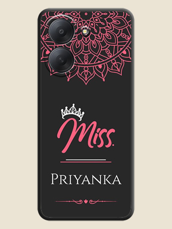 Mrs Name with Floral Design On Space Black Custom Soft Matte Mobile Back Cover - Poco C81x
