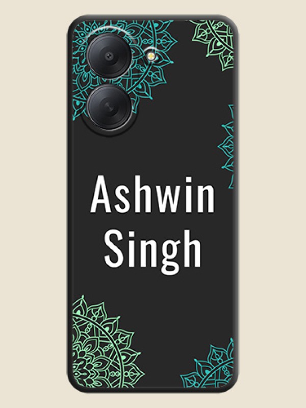 Your Name with Floral Design On Space Black Custom Soft Matte Mobile Back Cover - Poco C81x