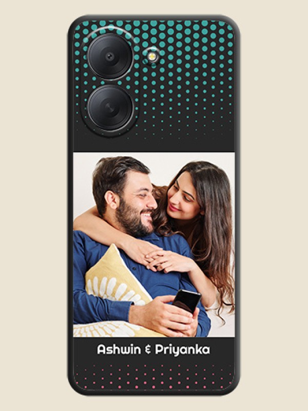 Faded Dots with Grunge Photo Frame and Text On Space Black Custom Soft Matte Mobile Back Cover - Poco C81x