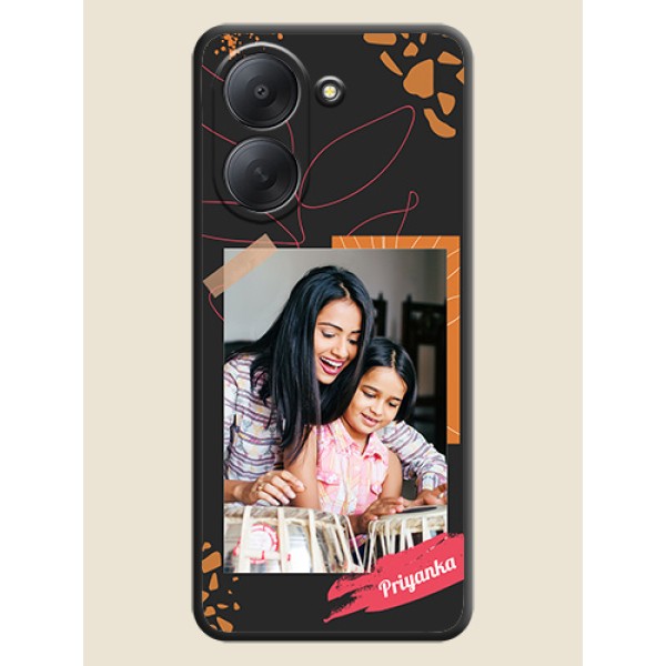 Orange Photo Frame On Space Black Custom Soft Matte Mobile Back Cover - Poco C81x Orange Photo Frame On Space Black Custom Soft Matte Mobile Back Cover - Poco C81x